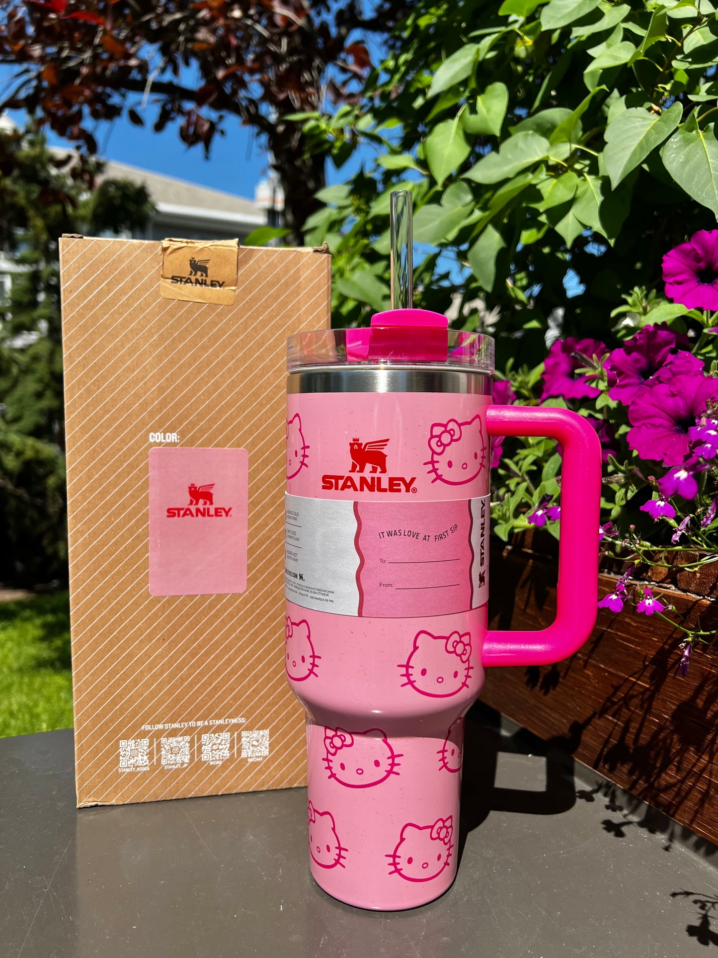 Personalized HK Tumbler 40 oz Quencher with straw, Birthday gift for teens/adults Christmas gift, Pink Kawaii cup trendy gifts for teens