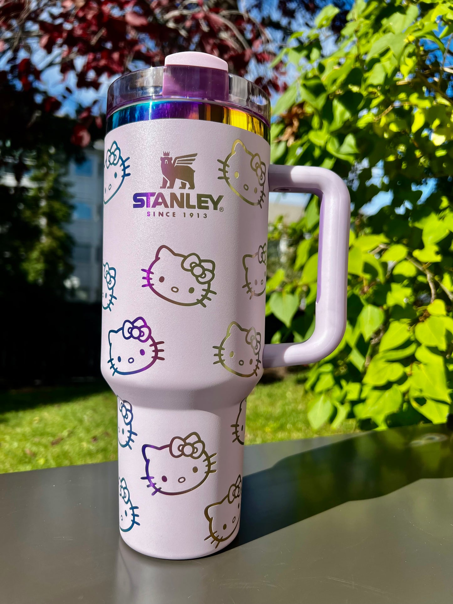 40 Oz Laser engraved custom Kitty Stanley 40 oz Quencher, Birthday gift for teens adults, Valentines gift for her, Travel cup, Trendy Tumbler