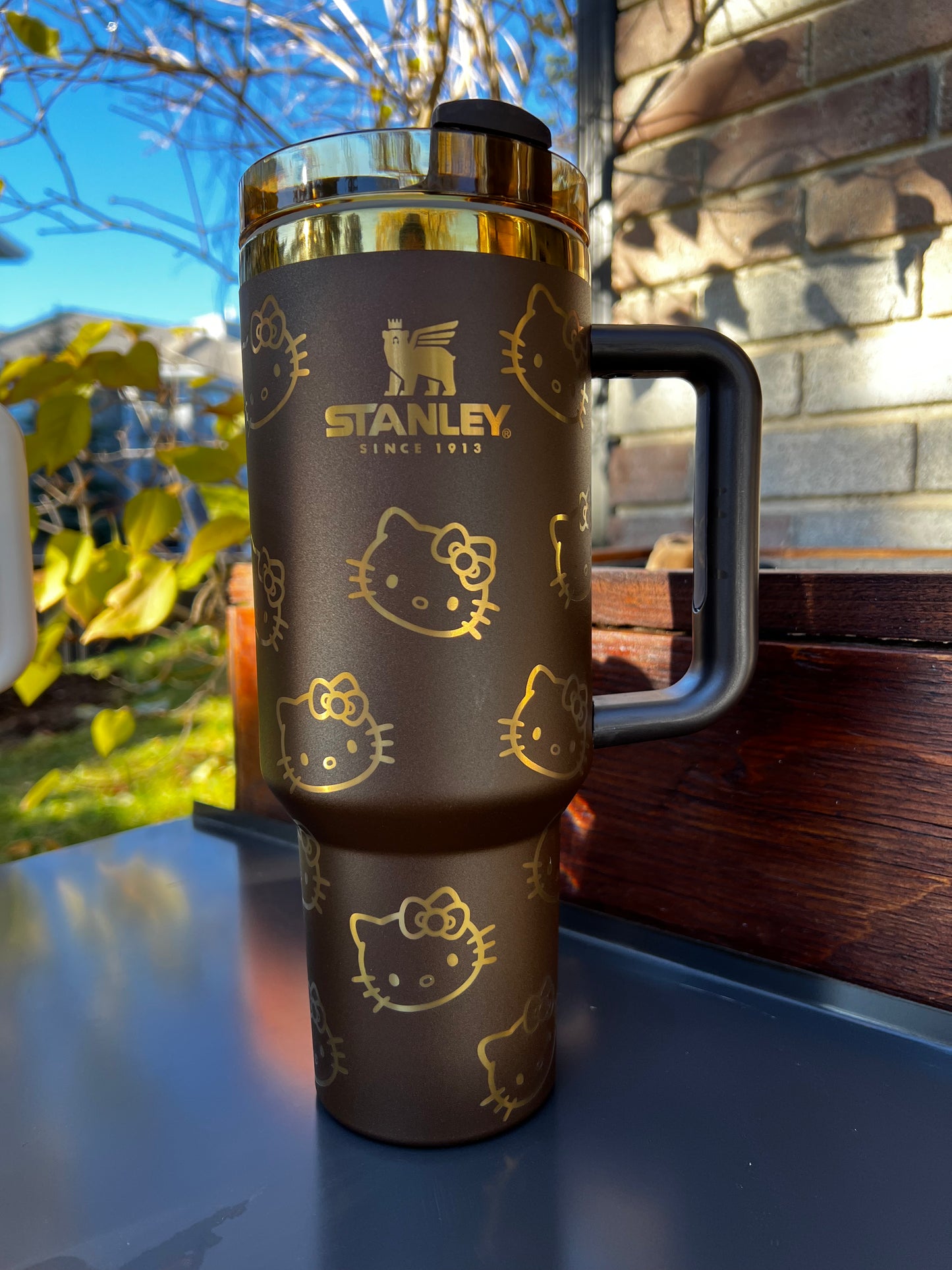 40 Oz Laser engraved custom Kitty Stanley 40 oz Quencher, Birthday gift for teens adults, Valentines gift for her, Travel cup, Trendy Tumbler