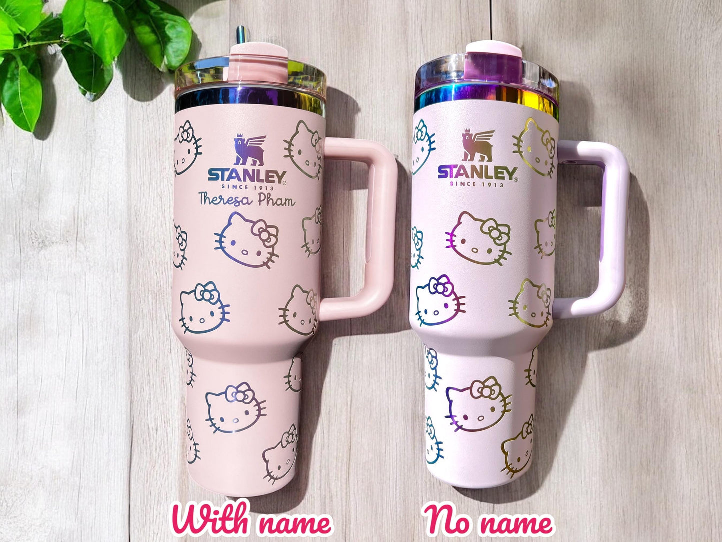 40 Oz Laser engraved custom Kitty Stanley 40 oz Quencher, Birthday gift for teens adults, Valentines gift for her, Travel cup, Trendy Tumbler