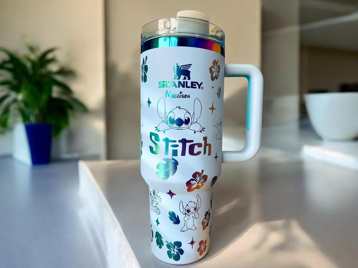 Laser engraved custom Stitch Stanley 40 oz Quencher, Birthday gift for teens & adults, Birthday gift for her, Travel cup, Trendy Tumbler