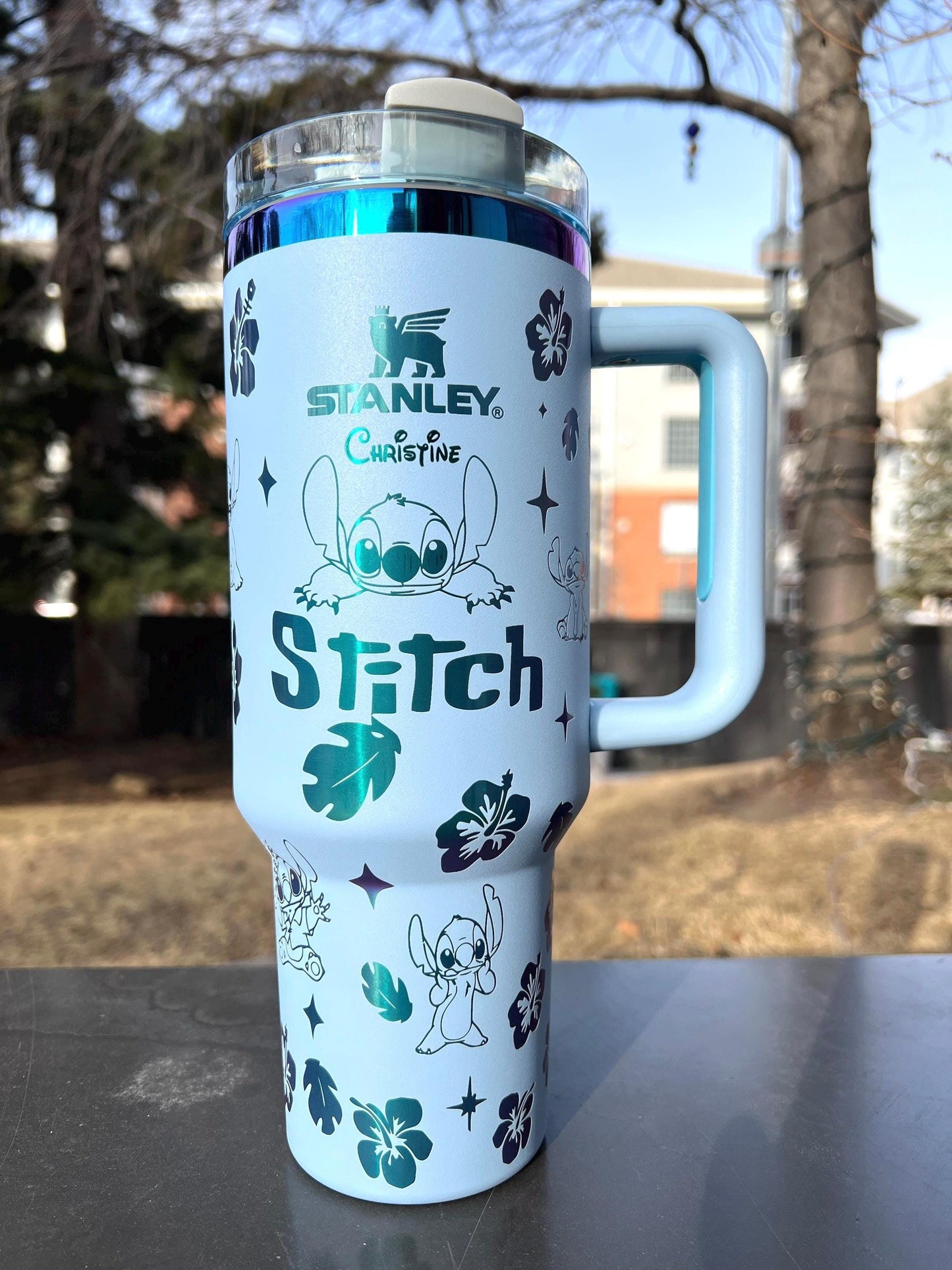 Laser engraved custom Stitch Stanley 40 oz Quencher, Birthday gift for teens & adults, Birthday gift for her, Travel cup, Trendy Tumbler
