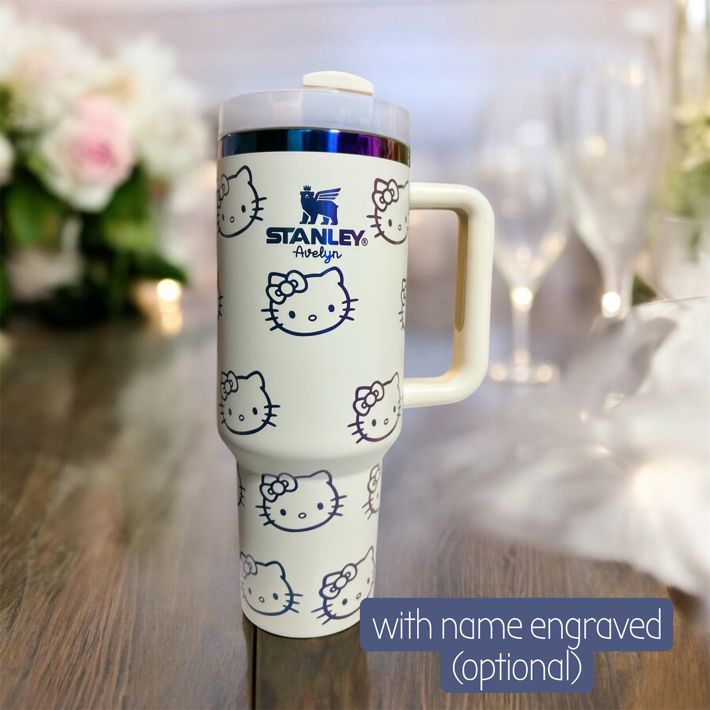 40 Oz Laser engraved custom Kitty Stanley 40 oz Quencher