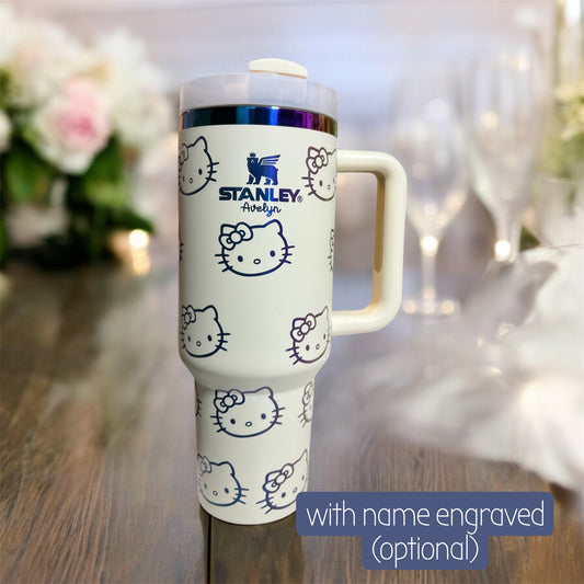 40 Oz Laser engraved custom Kitty Stanley 40 oz Quencher